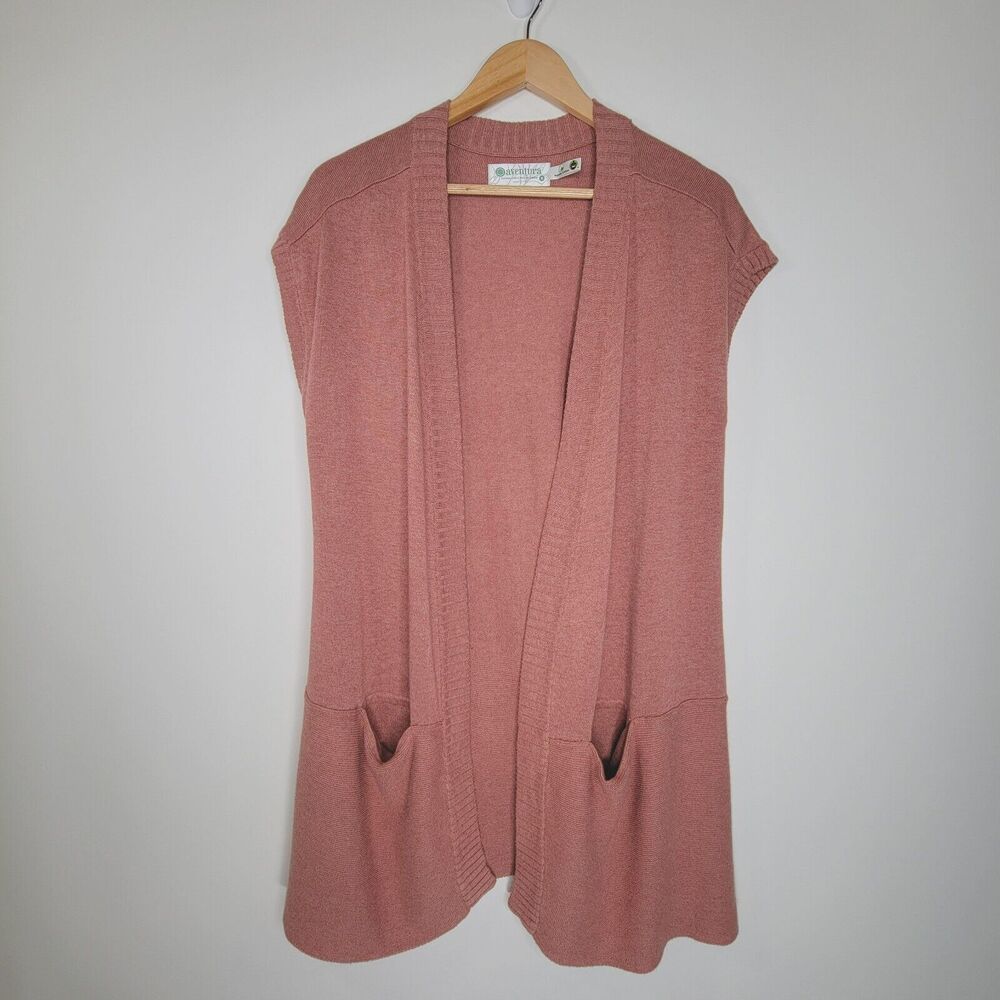 AVENTURA Organic Cotton Sleeveless Cardigan Size S Oversize Longline Ultra Soft